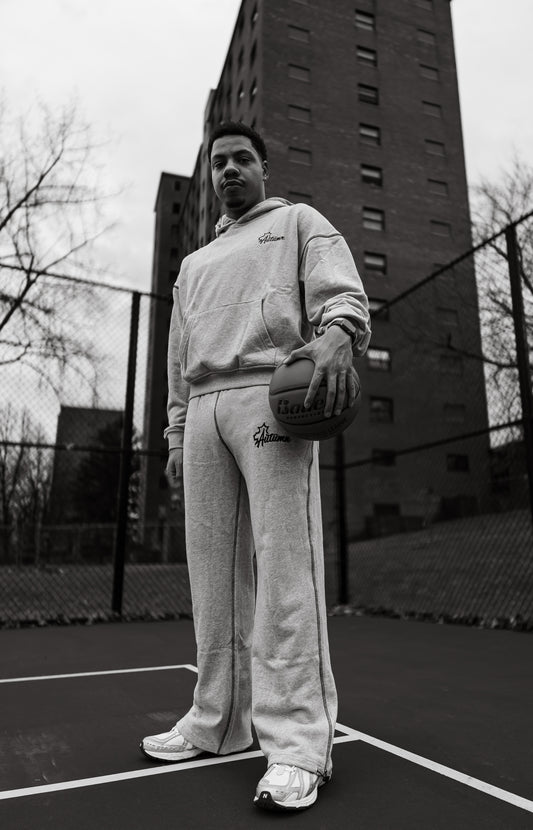 Exposed Stitching Autumn Sweatpants (Gray/Black)