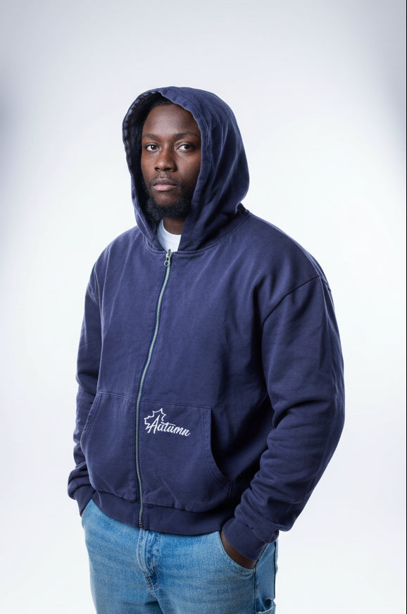Autumn Blueberry Reversible 450 GSM Cotton Hoodie