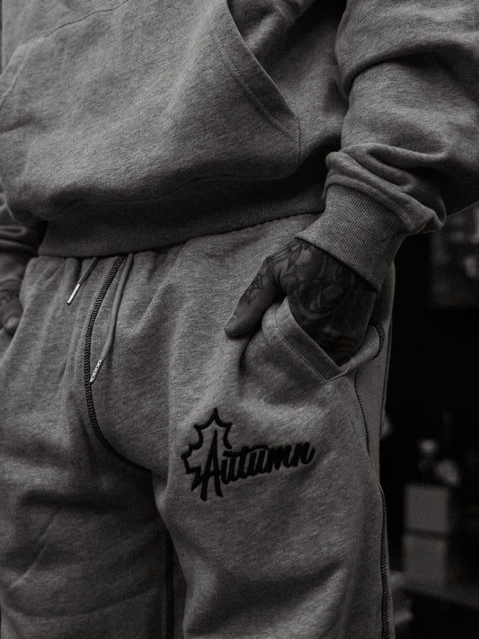 Exposed Stitching Autumn Sweatpants (Gray/Black)