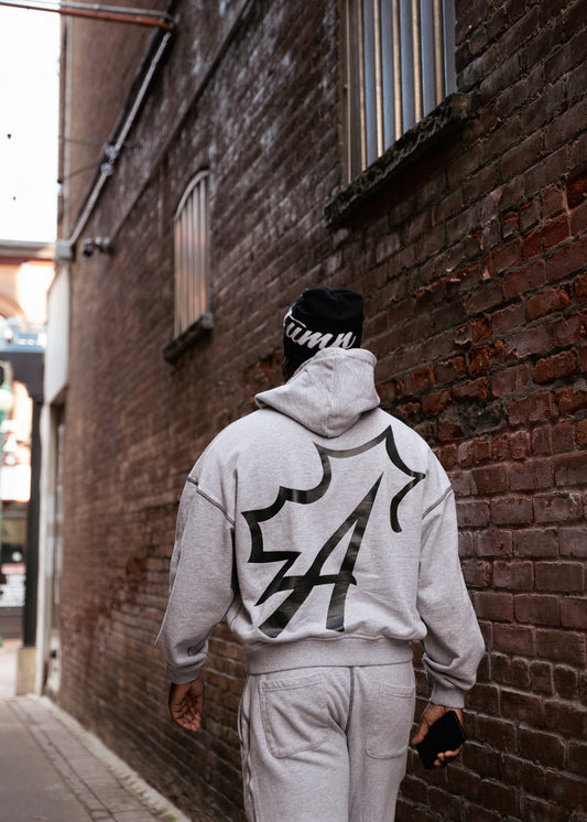 Autumn Exposed Stitching Hoodie – Gray/Black
