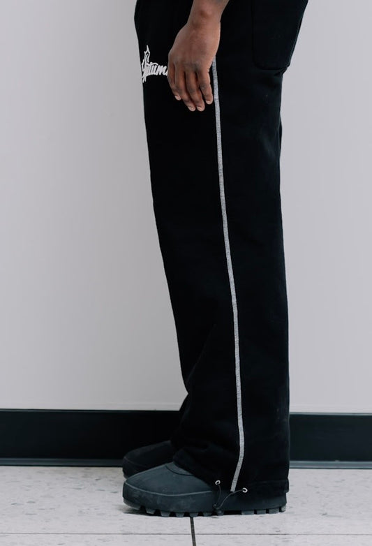 Autumn Exposed Stitching Sweatpants (black/white)