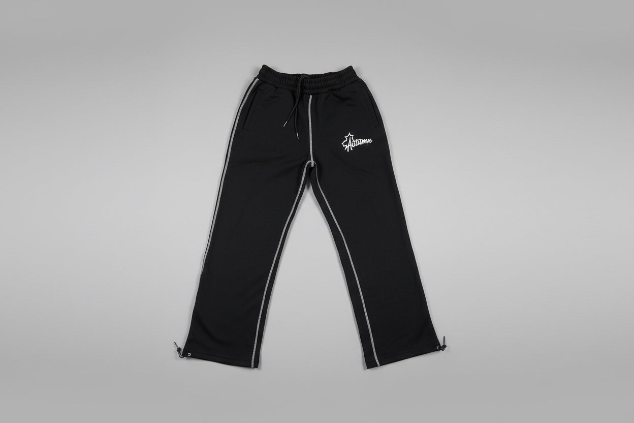 Exposed Stitching Autumn Sweatpants (black/white)