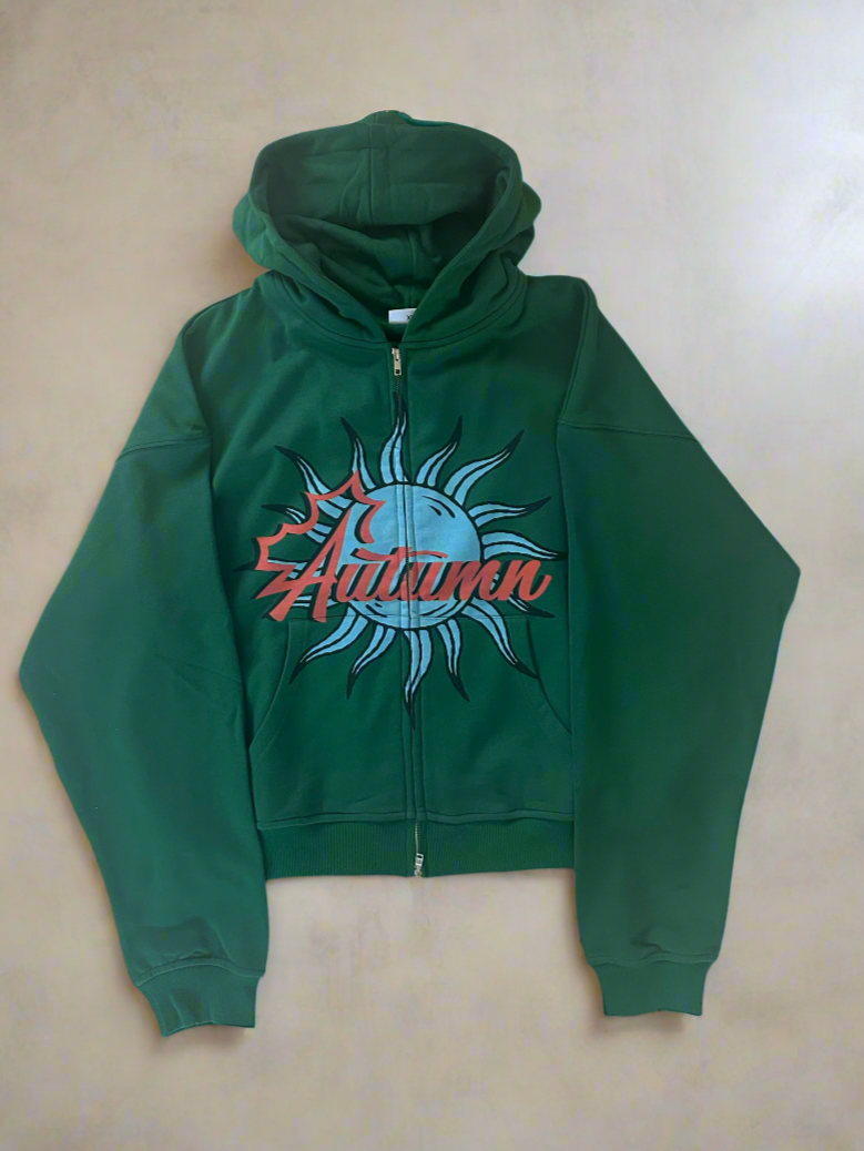 Autumn Shining Sun Hoodie - Green
